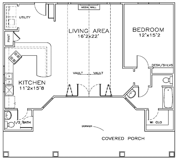 Cottage Craftsman Level One of Plan 57881