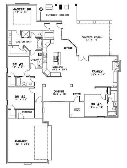 House Plan 57884 First Level Plan