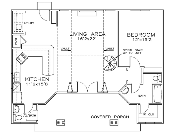 Cottage Florida Southern Level One of Plan 57889