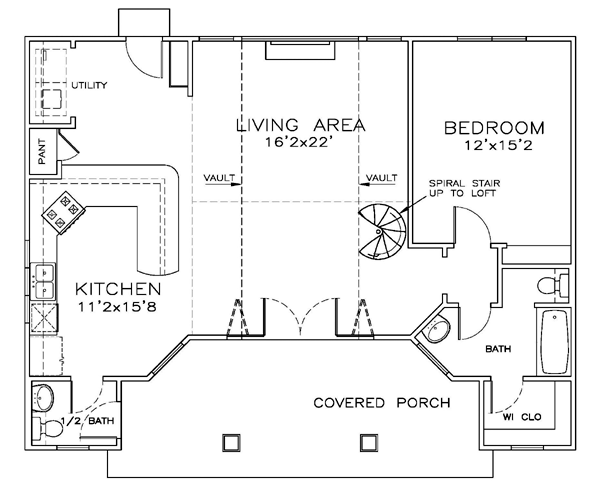 Cottage Florida Southern Level One of Plan 57891