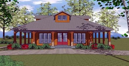 Cottage Florida Southern Elevation of Plan 57894