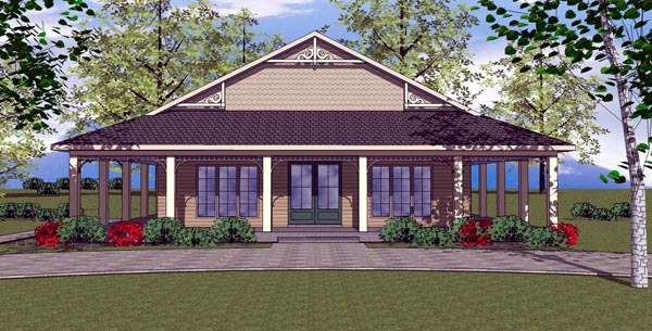 Plan 57896 | Southern Style with 2 Bed, 2 Bath