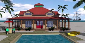 House Plan 57897 | Cottage Florida Southern Style Plan with 1225 Sq Ft, 2 Bedrooms, 2 Bathrooms Elevation