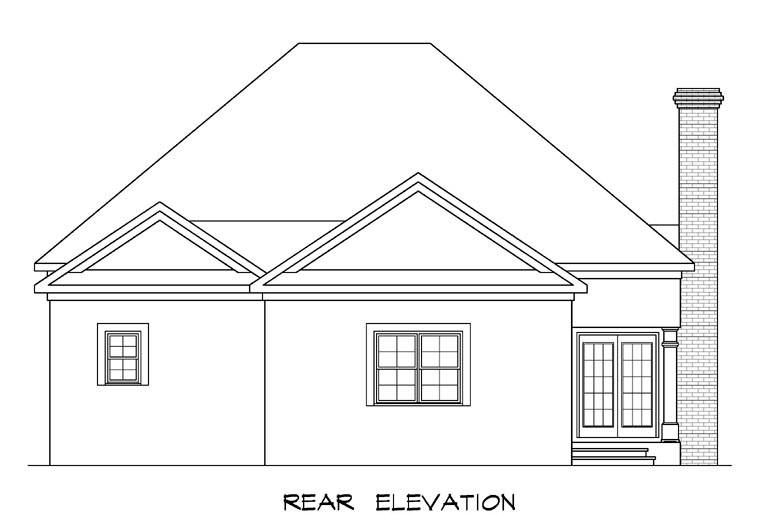 Traditional Rear Elevation of Plan 58007
