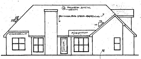 Traditional Rear Elevation of Plan 58011