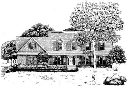 Cape Cod Elevation of Plan 58014