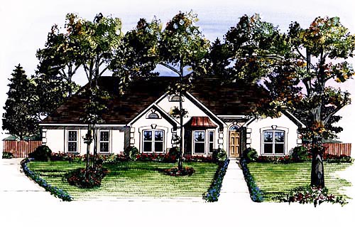 Traditional Rear Elevation of Plan 58019