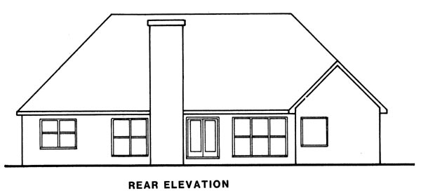 Traditional Rear Elevation of Plan 58040