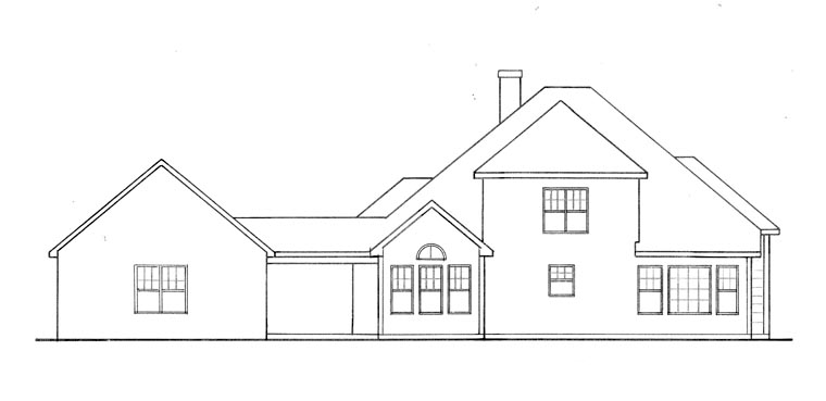 Traditional Rear Elevation of Plan 58051