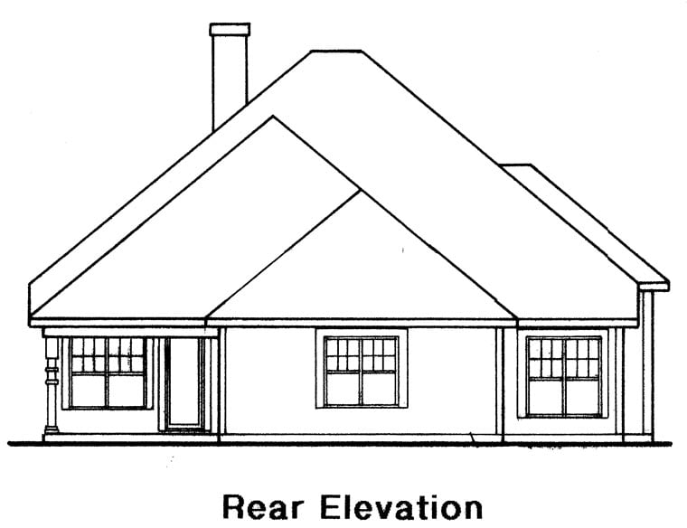 Traditional Rear Elevation of Plan 58055
