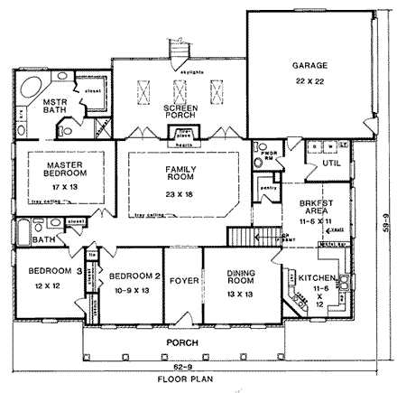 House Plan 58058 First Level Plan