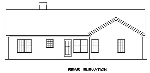 Traditional Rear Elevation of Plan 58065