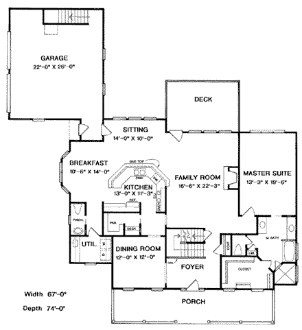 House Plan 58067 First Level Plan
