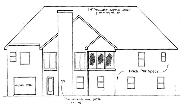 Traditional Rear Elevation of Plan 58073