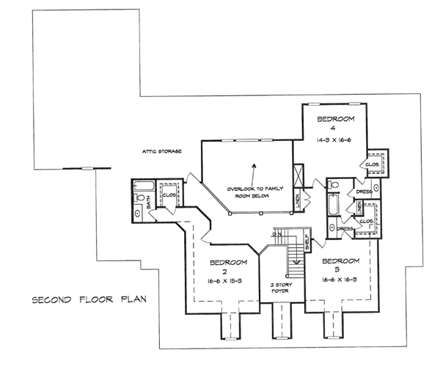 House Plan 58095 Second Level Plan