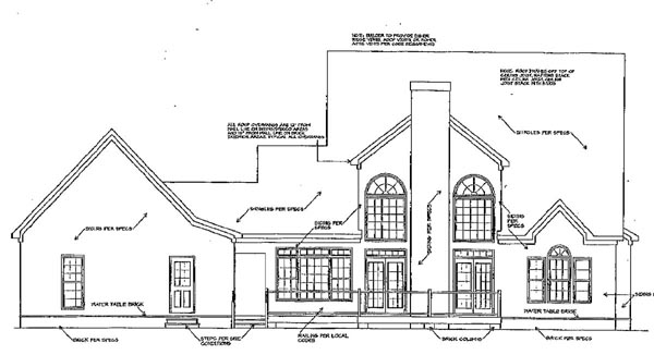 Traditional Rear Elevation of Plan 58111