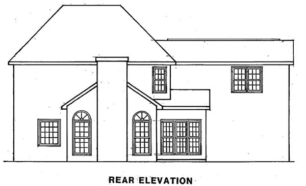 Traditional Rear Elevation of Plan 58122