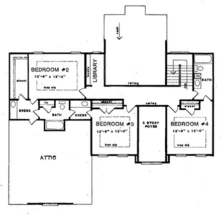 House Plan 58142 Second Level Plan