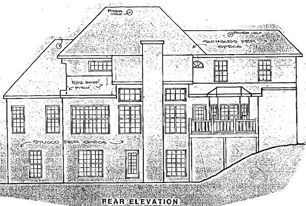 Colonial Rear Elevation of Plan 58142