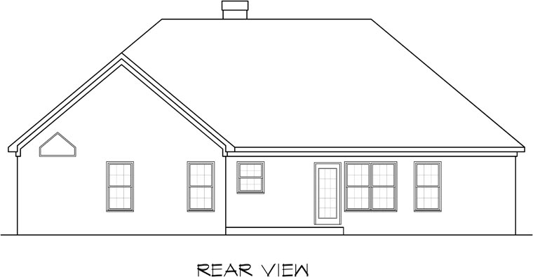 Traditional Rear Elevation of Plan 58162