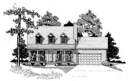 Cape Cod Elevation of Plan 58163