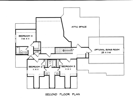 House Plan 58177 Second Level Plan