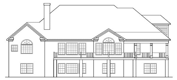 One-Story Traditional Rear Elevation of Plan 58187