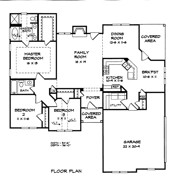 One-Story Traditional Level One of Plan 58189