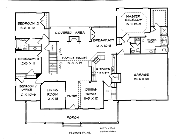 Country One-Story Level One of Plan 58190