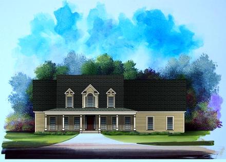 Country One-Story Elevation of Plan 58190