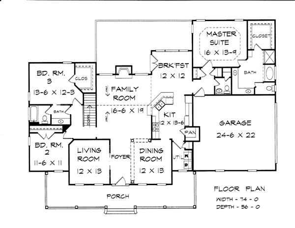 Country One-Story Level One of Plan 58192