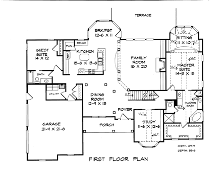 House Plan 58196 First Level Plan