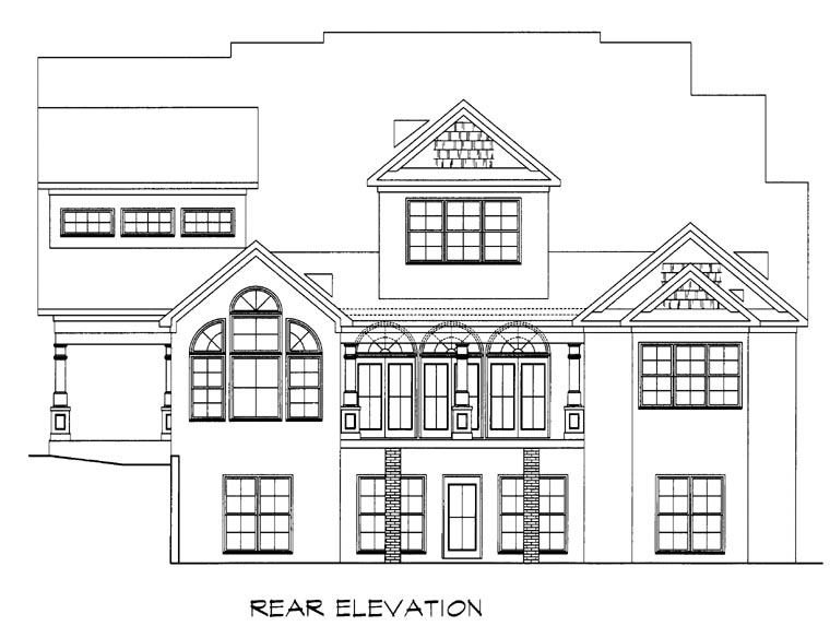 Craftsman Rear Elevation of Plan 58201