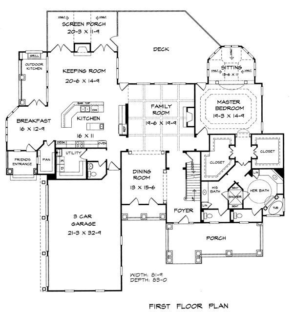 Craftsman French Country Level One of Plan 58202