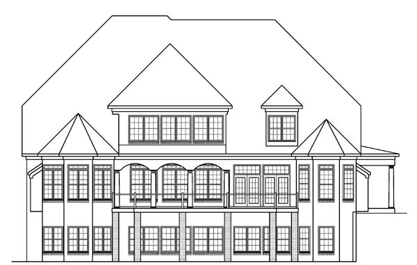 Traditional Rear Elevation of Plan 58203