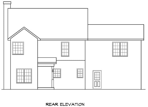 Traditional Rear Elevation of Plan 58205
