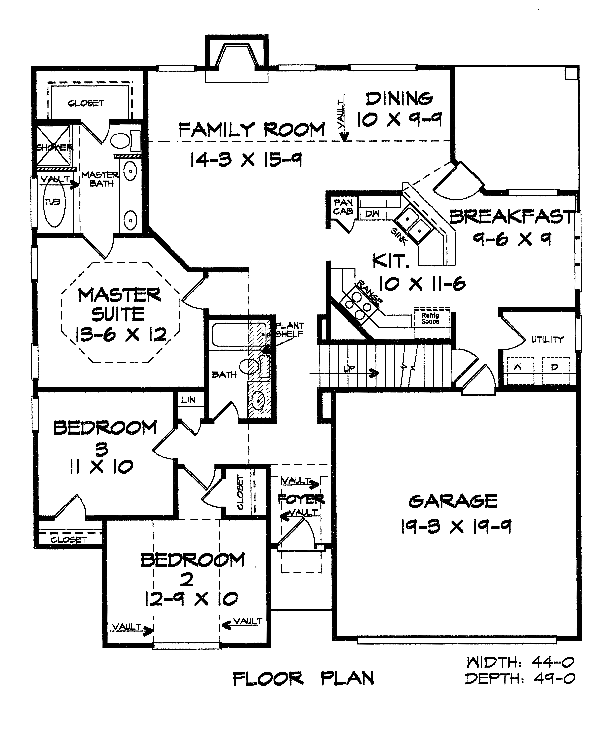 One-Story Traditional Level One of Plan 58208