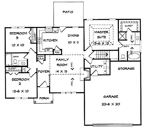 One-Story Traditional Level One of Plan 58210