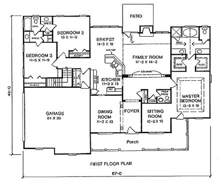 House Plan 58213 First Level Plan