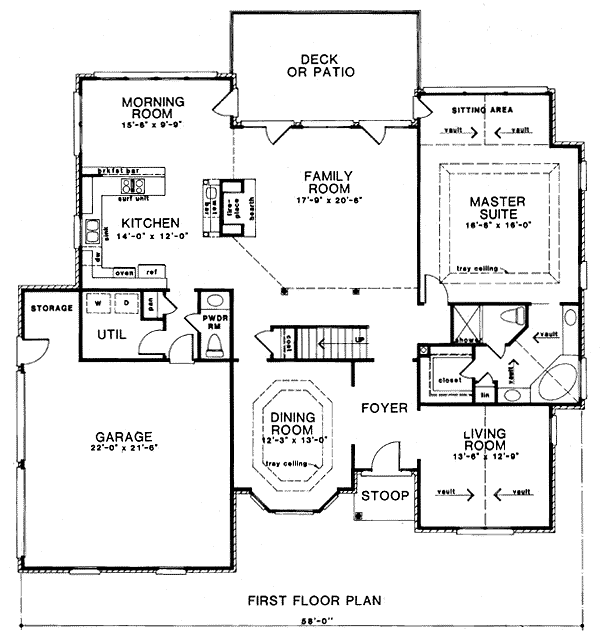 Plan 58214 | European Style with 4 Bed, 3 Bath, 2 Car Garage