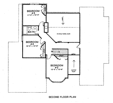 House Plan 58214 Second Level Plan
