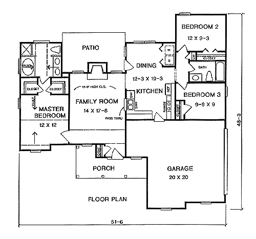 One-Story Ranch Level One of Plan 58221