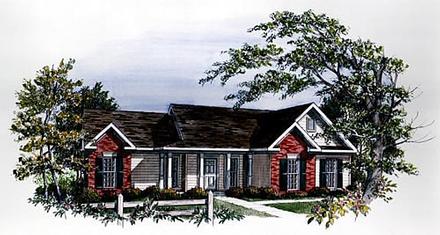 One-Story Ranch Elevation of Plan 58221