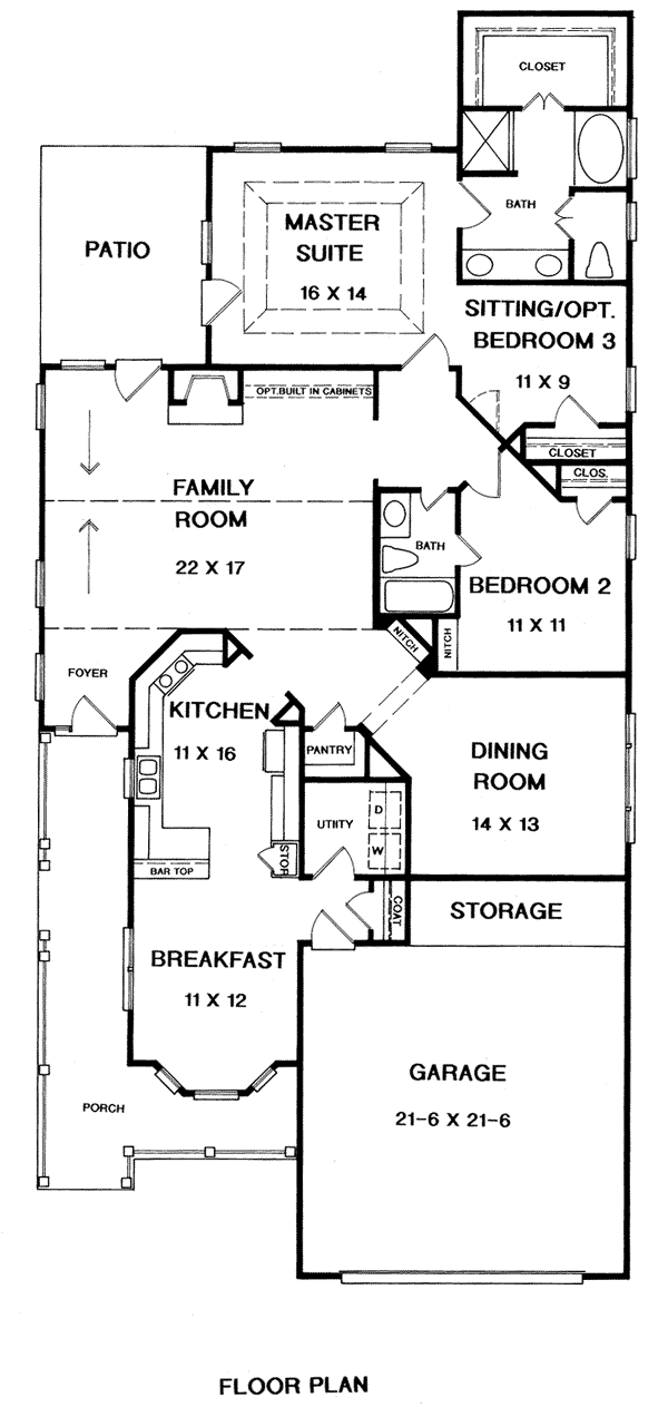 Narrow Lot One-Story Traditional Level One of Plan 58224