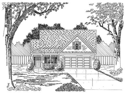 Narrow Lot One-Story Traditional Elevation of Plan 58224