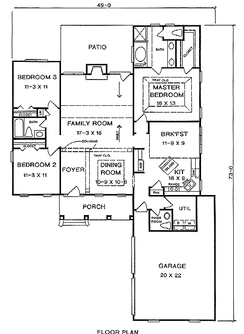 One-Story Traditional Level One of Plan 58225
