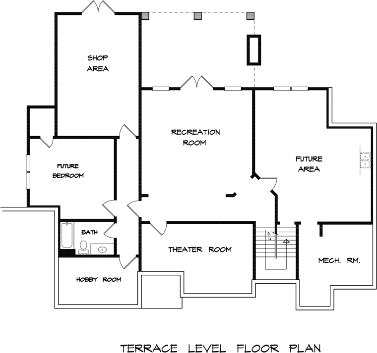 Craftsman Traditional Lower Level of Plan 58227