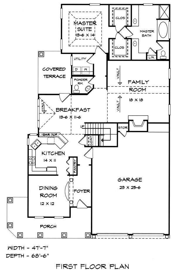 Craftsman Traditional Level One of Plan 58229