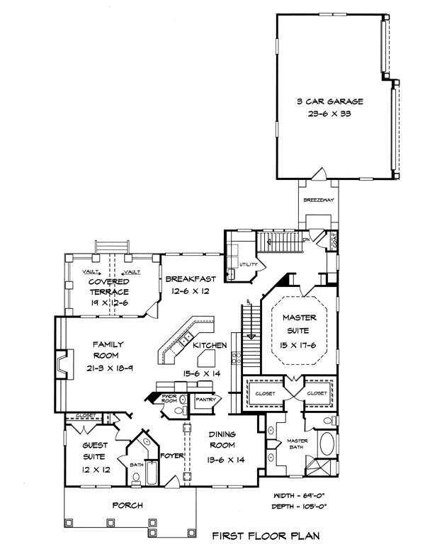 Craftsman Traditional Level One of Plan 58230