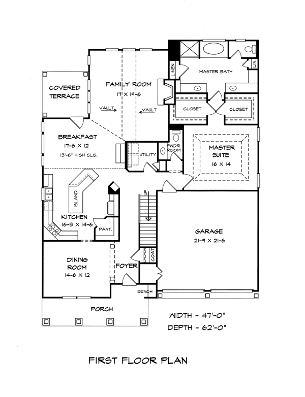 Craftsman Traditional Level One of Plan 58233